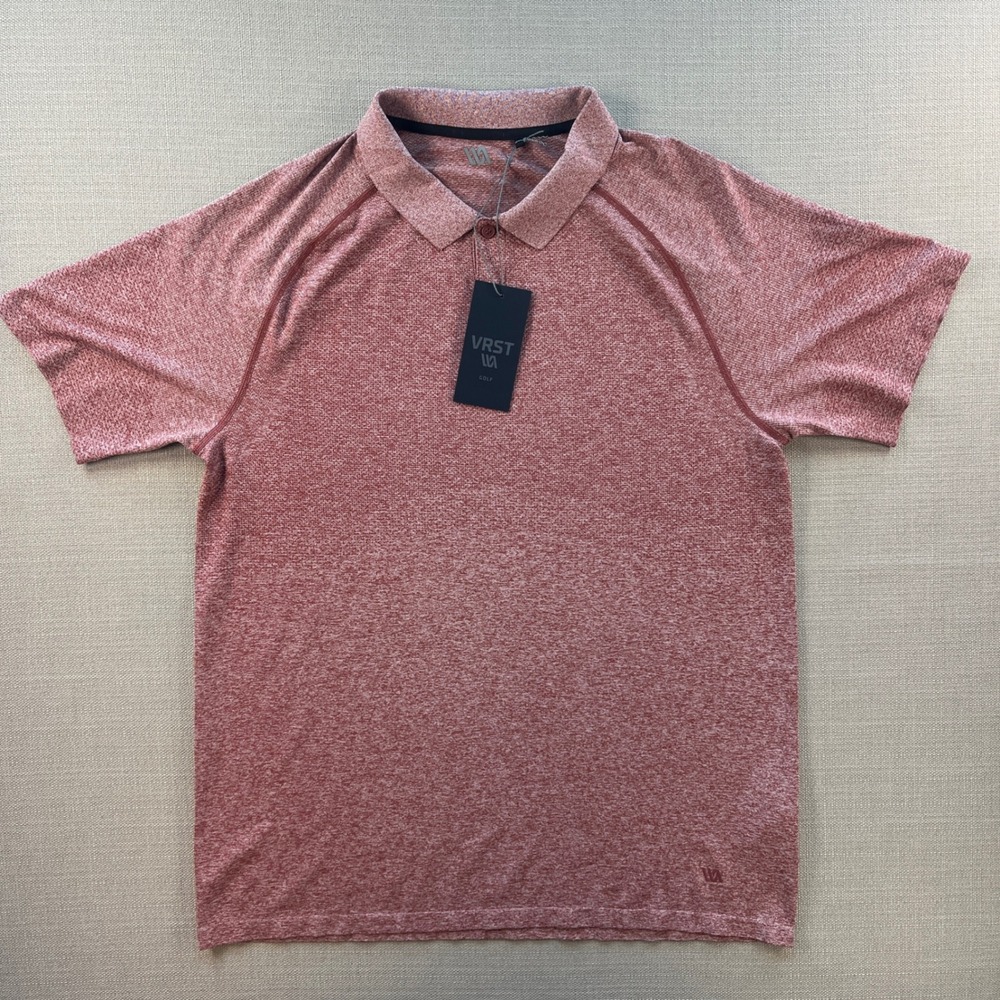 VRST Mens Circuit Seamless Golf Polo Desert Rust White MVG10039SD L NWT - Picture 2 of 9